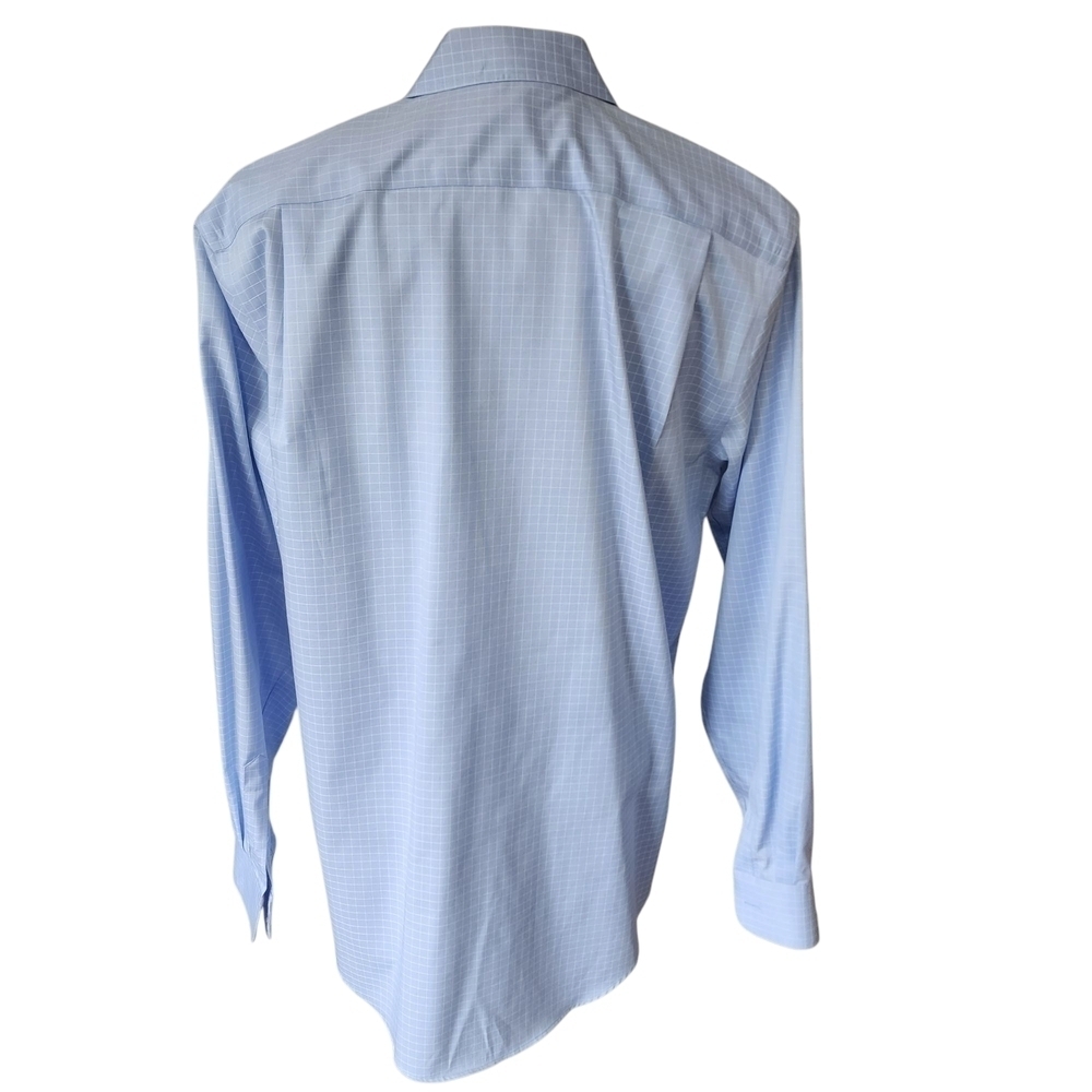 Pronto Uomo Non-Iron Blue Dress Shirt with Point Collar - 17 (36/37) - Picture 3 of 7